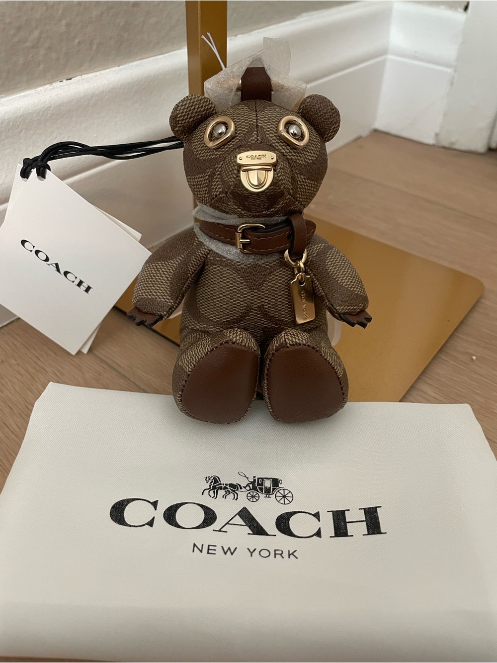 NWT Coach Signature Canvas Collectible Bear Bag Charm CZ195 Sold Out Rare - Picture 2 of 10